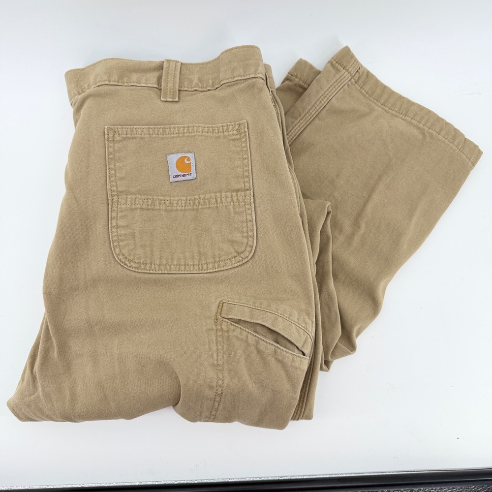 Carhartt 103342-253 Relaxed Fit Fleece Lined Khaki Canvas Pants Mens 40x36
